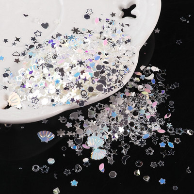 10g/Συσκευασία Purple Color Star Heart Plum Sequins Nail Art ,Brilliant Glitter DIY PVC Loose Nail Sequin, Χειροτεχνία διακόσμησης γάμου