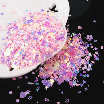 10g/Συσκευασία Purple Color Star Heart Plum Sequins Nail Art ,Brilliant Glitter DIY PVC Loose Nail Sequin, Χειροτεχνία διακόσμησης γάμου