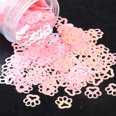 10 mm üliõhukese kassipoja jalajäljega PET-sequins küünte jaoks DIY Confetti Glitter Paillette Laser Eo-sõbralik kunst maniküüri materjal