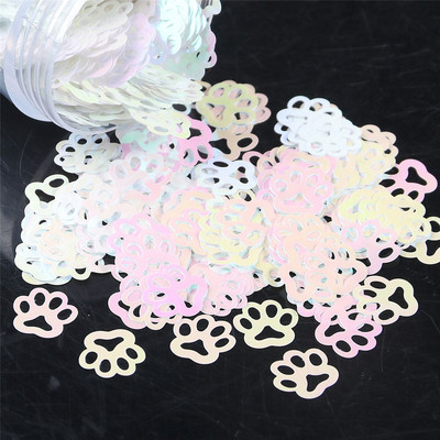 10 mm üliõhukese kassipoja jalajäljega PET-sequins küünte jaoks DIY Confetti Glitter Paillette Laser Eo-sõbralik kunst maniküüri materjal
