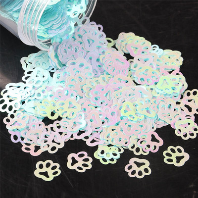 10 mm üliõhukese kassipoja jalajäljega PET-sequins küünte jaoks DIY Confetti Glitter Paillette Laser Eo-sõbralik kunst maniküüri materjal