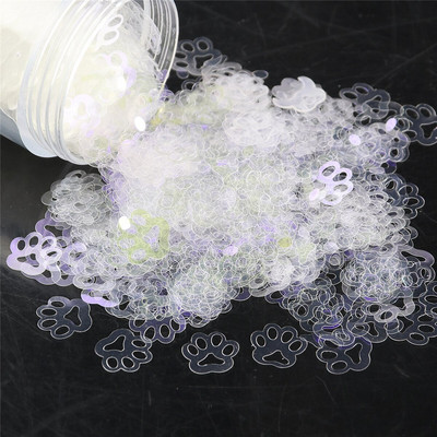 10 mm üliõhukese kassipoja jalajäljega PET-sequins küünte jaoks DIY Confetti Glitter Paillette Laser Eo-sõbralik kunst maniküüri materjal