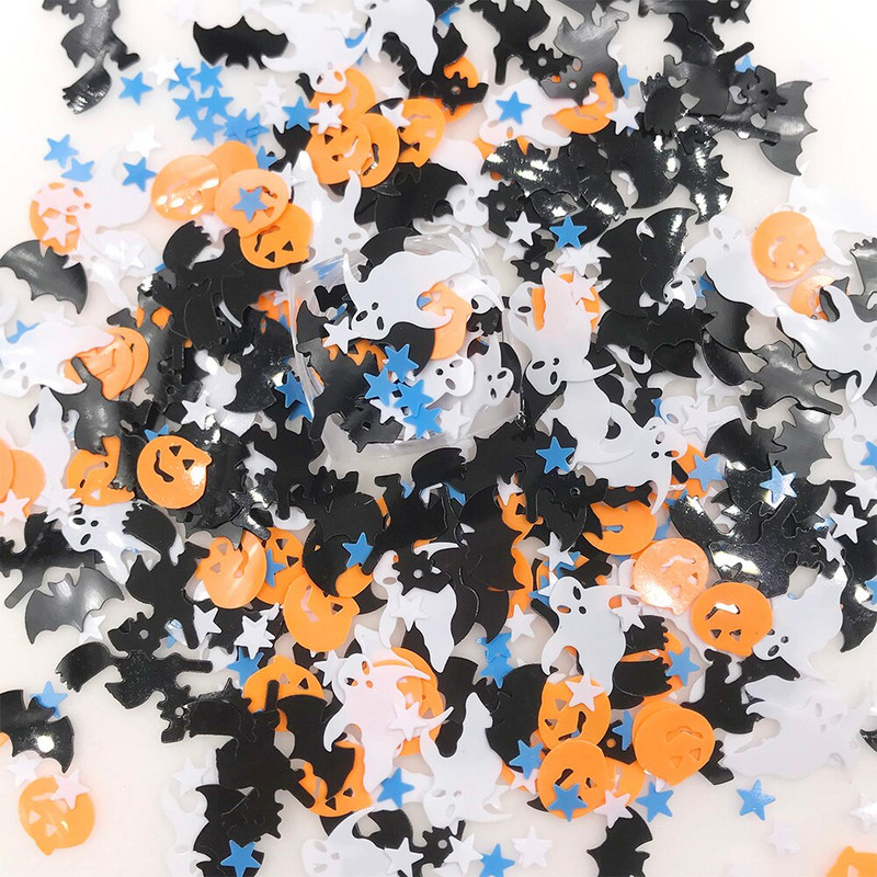 15g/tétel Vegyes Ghost Bat Pumpkin Star Konfetti flitterek Kézműves Paillettes Scrapbooking Kiegészítők Barkácsolás Halloween Party Dekoráció