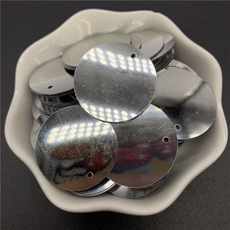 200 τμχ 25mm PVC Επίπεδες στρογγυλές φαρδιά παγιέτες με 1 πλαϊνή τρύπα Παιγέτες ράψιμο Αξεσουάρ Wedding Craft DIY Κρεμαστό κόσμημα παγιέτα