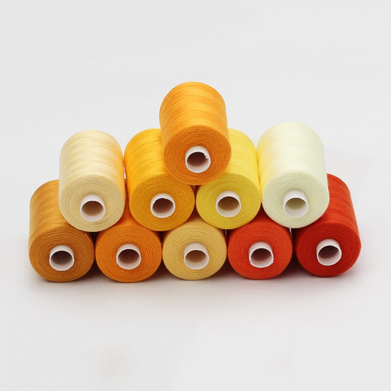 10 Χρώματα/Σετ 1000 γιάρδες Κάθε καρούλι 40S/2 Πολυεστερική κλωστή για ραπτομηχανή, ραπτική και γεμιστή κλωστή κεντήματος
