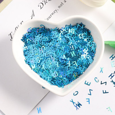 DIY 10g Εξαιρετικά λεπτό σχήμα γράμματος 4 χιλιοστών Παγιέτες Nail Glitter Paillettes Laser Eo-Friendly PET Sequin Nails art Υλικό μανικιούρ