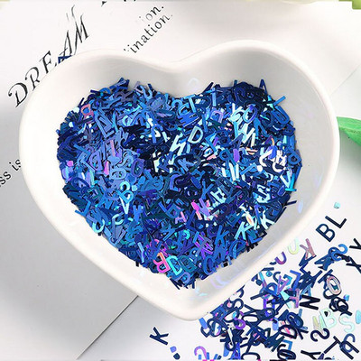 DIY 10g Εξαιρετικά λεπτό σχήμα γράμματος 4 χιλιοστών Παγιέτες Nail Glitter Paillettes Laser Eo-Friendly PET Sequin Nails art Υλικό μανικιούρ