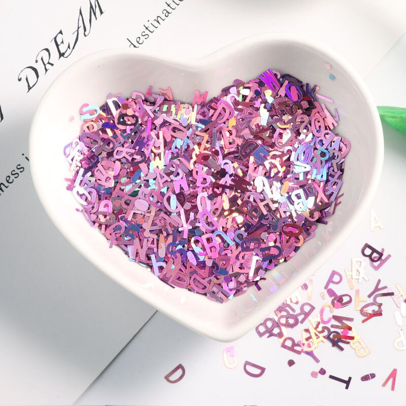 DIY 10g Εξαιρετικά λεπτό σχήμα γράμματος 4 χιλιοστών Παγιέτες Nail Glitter Paillettes Laser Eo-Friendly PET Sequin Nails art Υλικό μανικιούρ