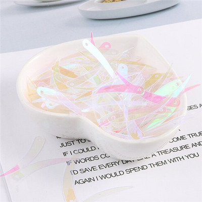 100 tk / partii suurus 5 * 32 mm tšilli elevandiluu kujuga litrid PVC palettid Õmbluskäsitöö DIY kostüüm Lava Rõivas Lentejuela aksessuaarid