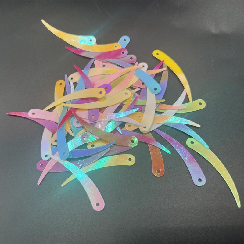 100 tk / partii suurus 5 * 32 mm tšilli elevandiluu kujuga litrid PVC palettid Õmbluskäsitöö DIY kostüüm Lava Rõivas Lentejuela aksessuaarid