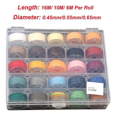 25 τμχ Δερμάτινο σετ κλωστών ραπτικής για DIY Εργαλεία Χειροτεχνίας Πολυεστερική Κερωμένη Κλωστή Μασούρι 0,45mm/0,55mm/0,65mm