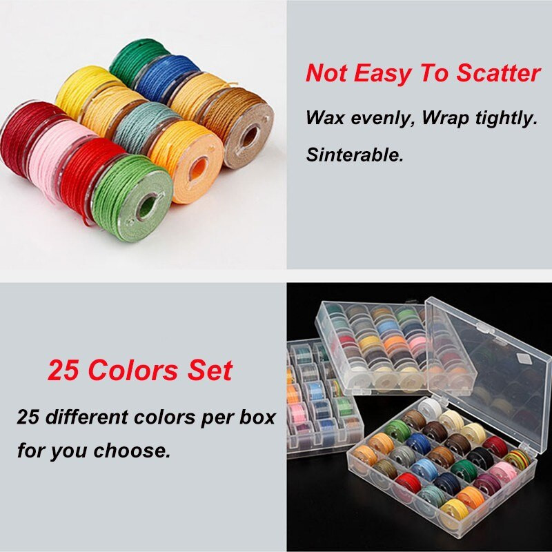 25 τμχ Δερμάτινο σετ κλωστών ραπτικής για DIY Εργαλεία Χειροτεχνίας Πολυεστερική Κερωμένη Κλωστή Μασούρι 0,45mm/0,55mm/0,65mm
