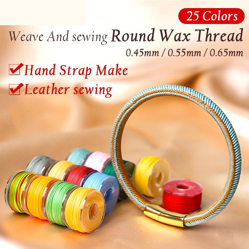 25 τμχ Δερμάτινο σετ κλωστών ραπτικής για DIY Εργαλεία Χειροτεχνίας Πολυεστερική Κερωμένη Κλωστή Μασούρι 0,45mm/0,55mm/0,65mm