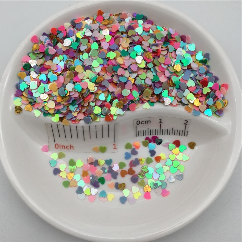 20g 3mm Love Heart Shape PVC Paiete libere Glitter Paillettes pentru Nail Art manichiura/cusut/decor de nunta confetti