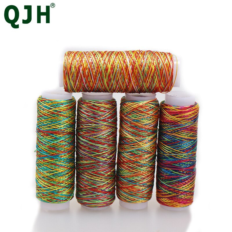 5tk/kott Vastupidav vikerkaarevärviline õmblusmasina niit 110m/rull õmblusnöörid DIY õmblusniit Käsitöö tarvikud tööriistakomplekt