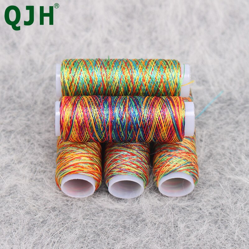 5tk/kott Vastupidav vikerkaarevärviline õmblusmasina niit 110m/rull õmblusnöörid DIY õmblusniit Käsitöö tarvikud tööriistakomplekt