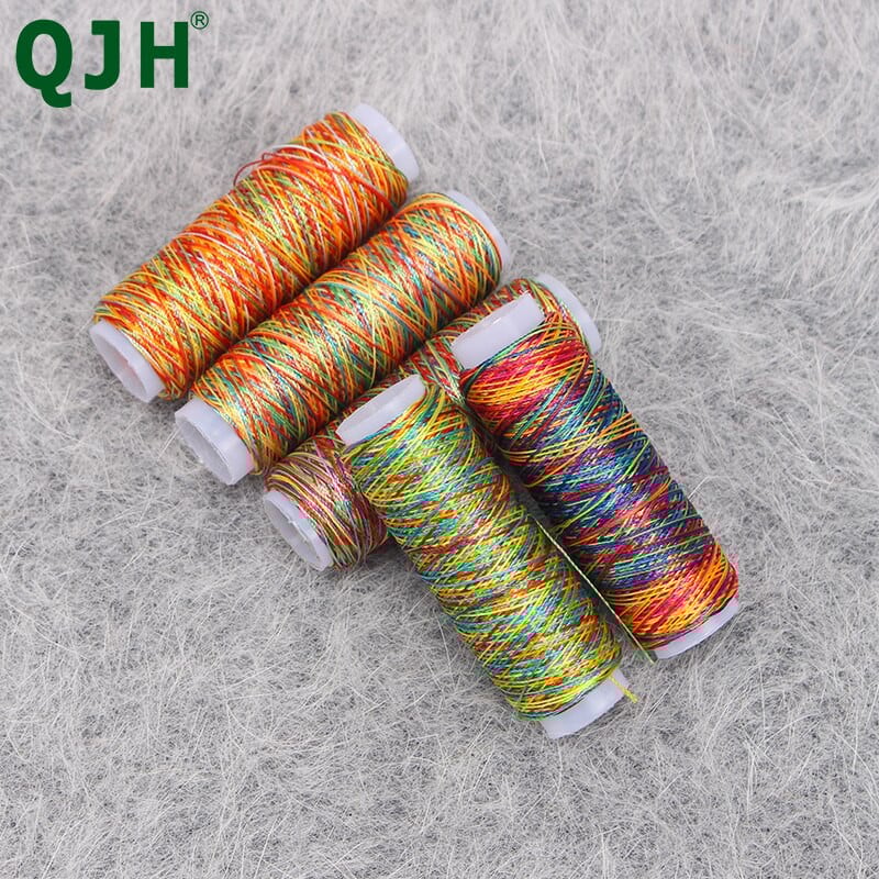 5tk/kott Vastupidav vikerkaarevärviline õmblusmasina niit 110m/rull õmblusnöörid DIY õmblusniit Käsitöö tarvikud tööriistakomplekt