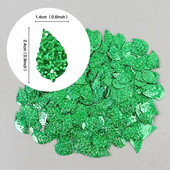 100 τμχ/Συσκευασία 13*24 χιλιοστά Laser Green Leaf Sequins Πιλέτες PVC Ράψιμο Wedding Craft Γυναικεία Παιδικά Ενδύματα Lentejuelas DIY