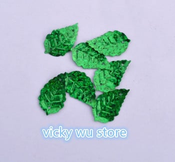 100 τμχ/Συσκευασία 13*24 χιλιοστά Laser Green Leaf Sequins Πιλέτες PVC Ράψιμο Wedding Craft Γυναικεία Παιδικά Ενδύματα Lentejuelas DIY