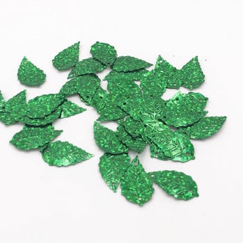 100 τμχ/Συσκευασία 13*24 χιλιοστά Laser Green Leaf Sequins Πιλέτες PVC Ράψιμο Wedding Craft Γυναικεία Παιδικά Ενδύματα Lentejuelas DIY