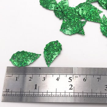 100 τμχ/Συσκευασία 13*24 χιλιοστά Laser Green Leaf Sequins Πιλέτες PVC Ράψιμο Wedding Craft Γυναικεία Παιδικά Ενδύματα Lentejuelas DIY