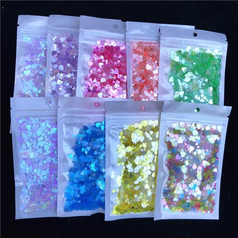 Roosikristall 3mm 4mm 6mm mitmes suuruses 3000tk armastuse südame kujuga lahtised litrid Pailletid küünekunsti jaoks, pulmakaunistuste konfettid