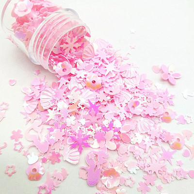 10g Pink Sequins Mix Sequin for Craft Glitter Star Heart Flower Mermaid Shell Unicorn Paillettes DIY Manicure Nail Art Decor