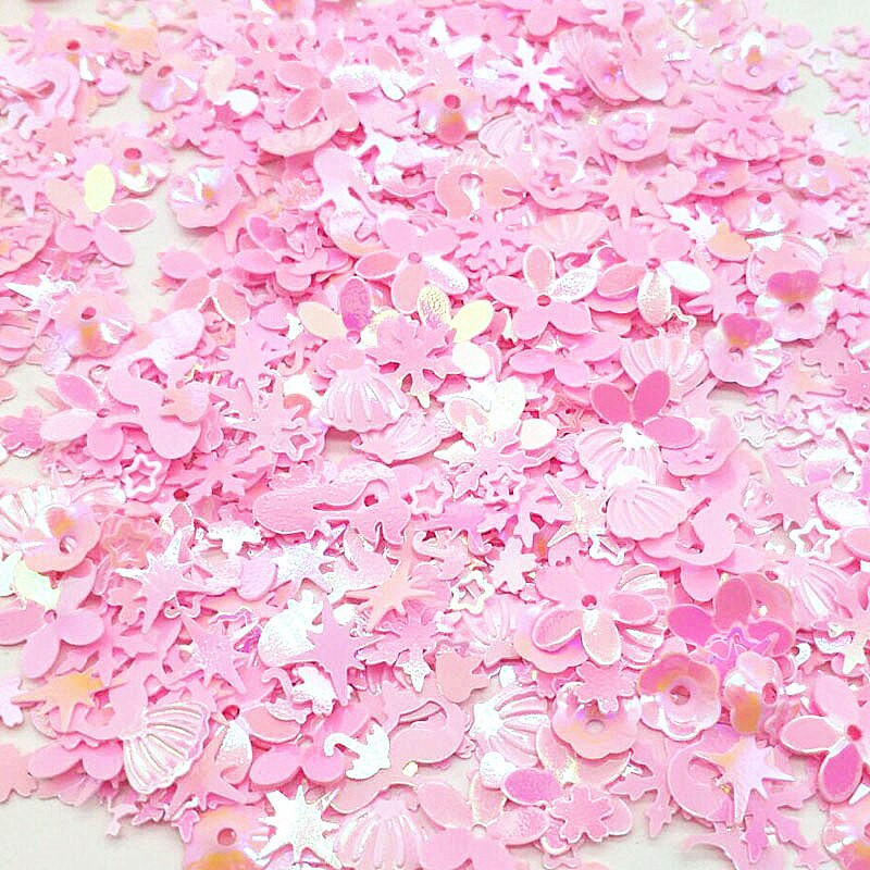 10g ροζ πούλιες Mix πούλιες για Craft Glitter Star Heart Flower Mermaid Shell Unicorn Paillettes DIY Manicure Nail Art Decor
