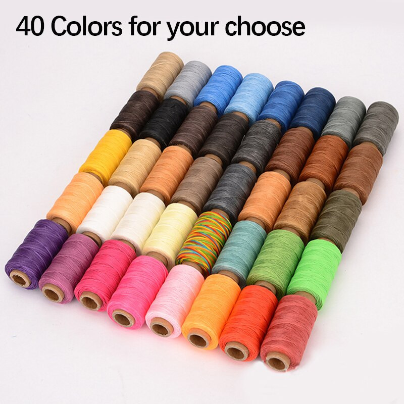 8 tk. 50 m nahast vahatatud niidi komplekt, polüesternöör, vahaga kaetud nöörid, punutud meisterdatud nahast käsitööõmblustarvikud