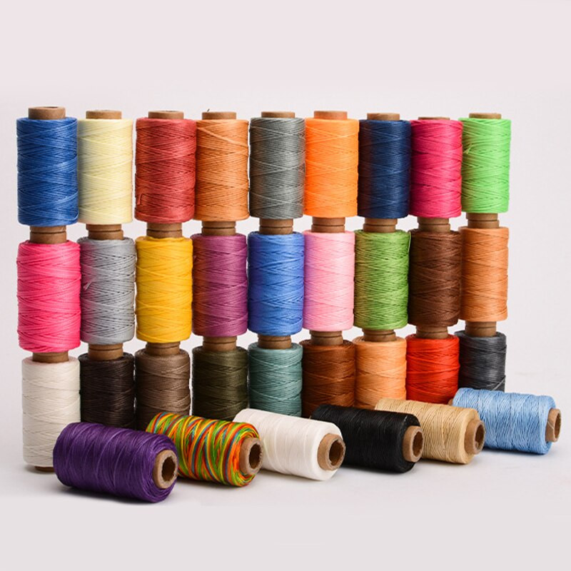 8 tk. 50 m nahast vahatatud niidi komplekt, polüesternöör, vahaga kaetud nöörid, punutud meisterdatud nahast käsitööõmblustarvikud