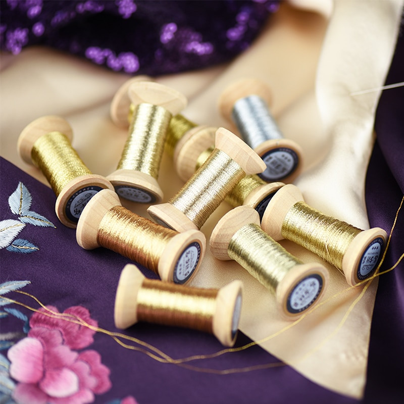 Prantsuse tikkimisniit Merevaigukollane kuldseeria Kuldniit tikandid Pool värviline kuldne tikkimisniit 50 meetrit rull