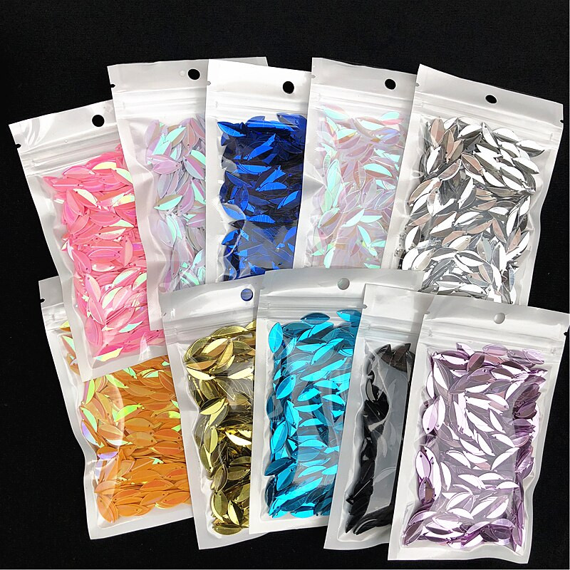 Uus! 720 tk 6*14mm ovaalsed volditud litrid hobusesilmade kuju lahtised litrid meisterdamiseks pulmakaunistused õmblustarvikud