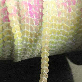 1m-90m 6mm Επίπεδες στρογγυλές παγιέτες Δαντέλα κορδέλα ράψιμο σε στολισμένα Spangle Πιλέτες κορδόνια σε ρολό για χειροτεχνίες Γυναικεία υφασμάτινα αξεσουάρ