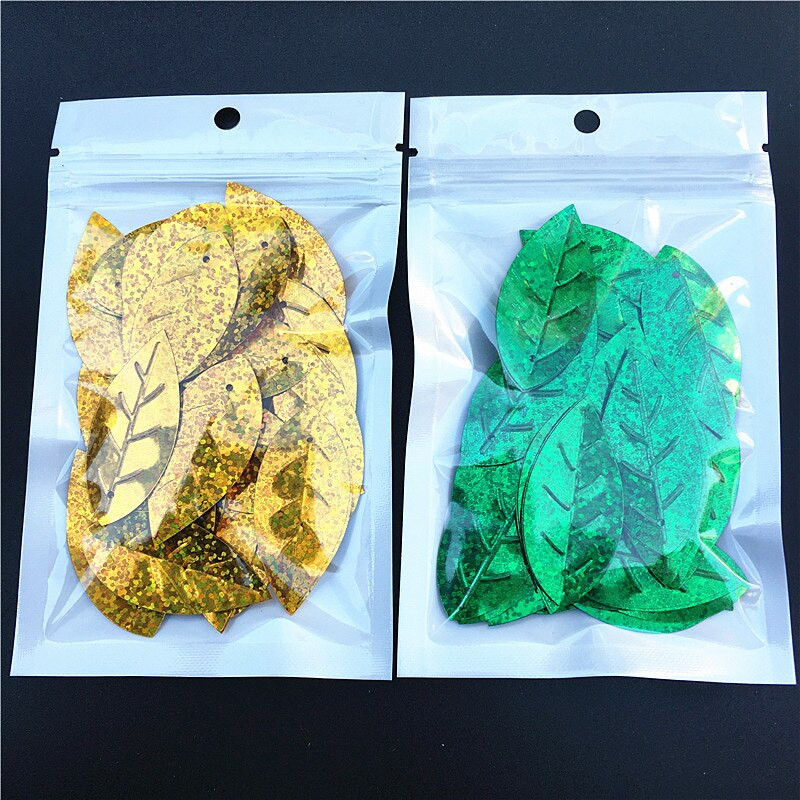 50 buc/sac 20*45mm paiete în formă de frunze mari, cu 1 orificiu și paillete din PVC, bricolaj, pânză de cusut pentru nuntă, articole de îmbrăcăminte, accesorii pentru lentejuelas