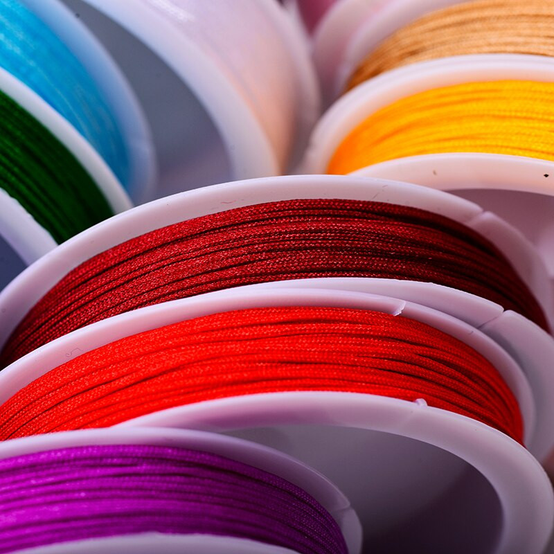 Χρώματα 10 μέτρων 0,8 χιλιοστά νάιλον κορδόνι Κλωστή Κινέζικος κόμπος Μακραμέ Κορδόνι Νο 72 νεφρίτη νήμα σχοινί Χάντρες DIY Φούντες Χάντρες κορδόνι