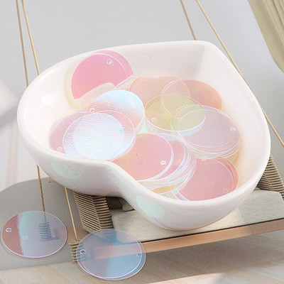 90 tk/partii läbipaistvad litrid 20 mm suured ümmargused pailletid Õmblustööd külgmise auguga rõivaste jaoks DIY Lentejuelase tarvikud