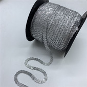 5 γιάρδες/Παρτίδα 6 χιλιοστά Ασημένιες πούλιες Γυαλιστερές πολυεπίπεδες χαλαρές πούλιες Παλιέδες Ράψιμο Γαμήλια χειροτεχνία DIY Scrapbooking μενταγιόν