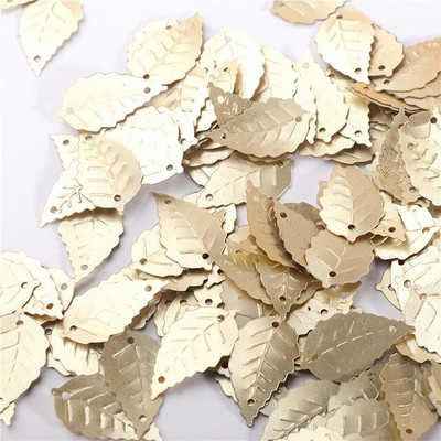 100 τμχ ματ χρυσό 13*22 χιλιοστά πούλιες σε σχήμα φύλλου με 2 τρύπες & παγιέτες που ράβουν αυτοκόλλητο γκλίτερ σε ύφασμα, αξεσουάρ γυναικείων ενδυμάτων DIY