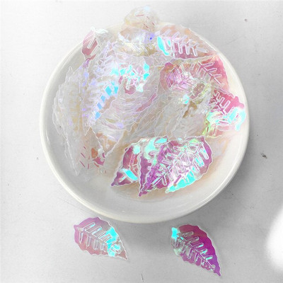 100 τμχ ματ χρυσό 13*22 χιλιοστά πούλιες σε σχήμα φύλλου με 2 τρύπες & παγιέτες που ράβουν αυτοκόλλητο γκλίτερ σε ύφασμα, αξεσουάρ γυναικείων ενδυμάτων DIY