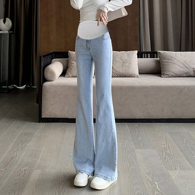 Paprasti moteriški Charleston džinsai aukštu juosmeniu