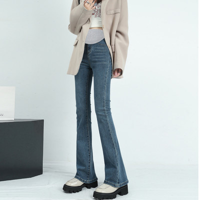 Paprasti moteriški Charleston džinsai aukštu juosmeniu