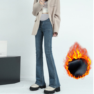 Paprasti moteriški Charleston džinsai aukštu juosmeniu