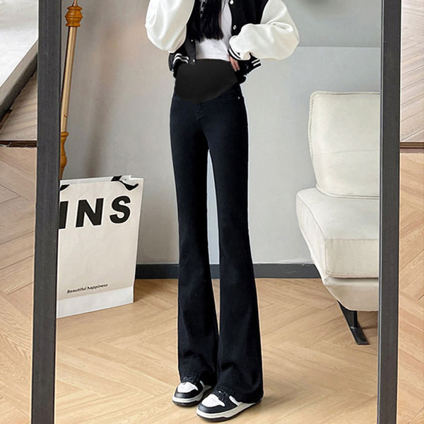 Paprasti moteriški Charleston džinsai aukštu juosmeniu