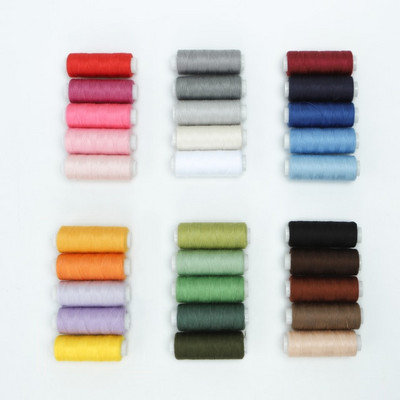 30 värvi, 200 meetrit koonuse kohta, kedratud polüesterõmblusniit 402 Vastupidav tavaline majapidamisõmbluskomplekt