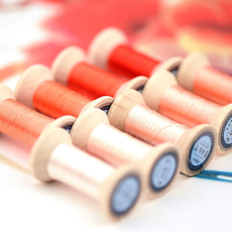 20m Mini Spool/Suzhou κέντημα νήμα κεντήματος / καρούλι από μεταξωτό νήμα / μεταξωτό νήμα κεντήματος /Κόκκινο πορτοκαλί