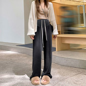 Široke hlače visokog struka s vezicama