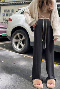 Široke hlače visokog struka s vezicama