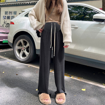 Široke hlače visokog struka s vezicama