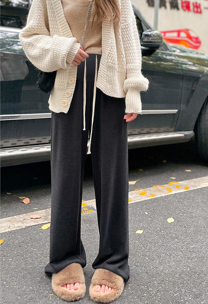 Široke hlače visokog struka s vezicama