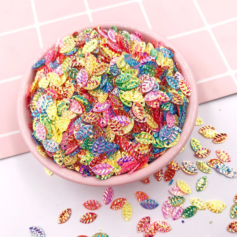 20g Mixed AB Color Leaves Loose Sequins for Crafts Πιλέτες DIY Glitter Confetti Τσάντα ρούχων Αξεσουάρ ραπτικής Παγιέτα 5*8mm
